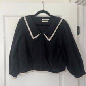 Christy Dawn Beatrice Top – Black with Lace Trim, Vintage-Inspired Blouse